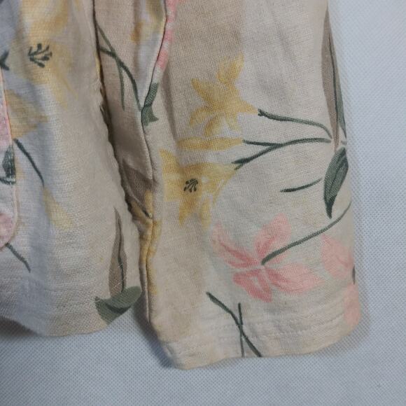 Erika & Co Vintage Neutral Floral Linen Jacket Shacket Cottage Size M - Picture 10 of 10